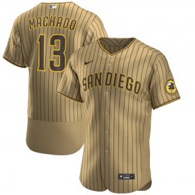 Wholesale Cheap Nike San Diego Padres #13 Manny Machado Men\'s Nike Tan Brown Authentic Alternate Player Jersey