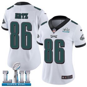 Wholesale Cheap Nike Eagles #86 Zach Ertz White Super Bowl LII Women\'s Stitched NFL Vapor Untouchable Limited Jersey