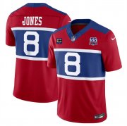 Cheap Men's New York Giants #8 Daniel Jones Red 2024 F.U.S.E. Alternate With 4-Star C Patch 100TH Season Patch Vapor Untouchable Limited Stitched Jersey