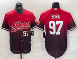 Cheap Men's San Francisco 49ers #97 Nick Bosa Red Black With Patch Cool Base Baseball Stitched Jerseys