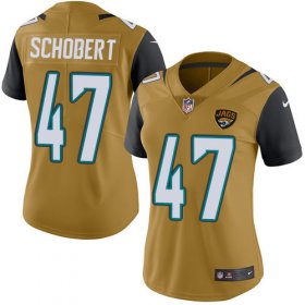 Wholesale Cheap Nike Jaguars #47 Joe Schobert Gold Women\'s Stitched NFL Limited Rush Jersey