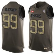 Wholesale Cheap Nike 49ers #99 DeForest Buckner Green Men's Stitched NFL Limited Salute To Service Tank Top Jersey