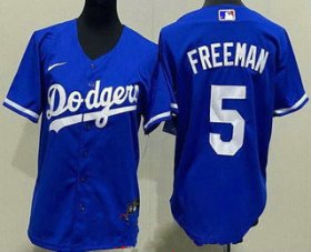 Wholesale Cheap Women\'s Los Angeles Dodgers #5 Freddie Freeman Blue Cool Base Jersey