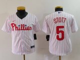 Youth Philadelphia Phillies #5 Bryson Stott White Pinstripe Stitched Cool Base Jersey