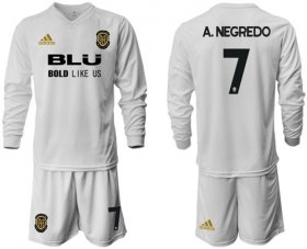 Wholesale Cheap Valencia #7 A.Negredo Home Long Sleeves Soccer Club Jersey