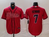 Cheap Men's Houston Texans #7 CJ Stroud Red With Patch Cool Base Stitched Baseball Jersey