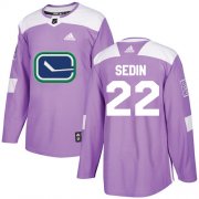 Wholesale Cheap Adidas Canucks #22 Daniel Sedin Purple Authentic Fights Cancer Stitched NHL Jersey