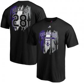 Wholesale Cheap Colorado Rockies #28 Nolan Arenado Majestic 2019 Spring Training Name & Number T-Shirt Black