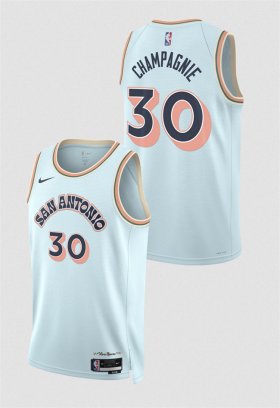 Cheap Men\'s San Antonio Spurs #30 Julian Champagnie Light Blue 2024-25 City Edition Stitched Basketball Jersey