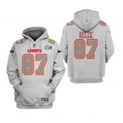 Cheap Men's Kansas City Chiefs #87 Travis Kelce Gray Super Bowl LVII Pullover Hoodie