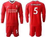 Wholesale Cheap Men 2020-2021 club Liverpool home long sleeves 5 red Soccer Jerseys