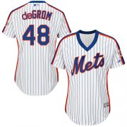 Wholesale Cheap Mets #48 Jacob deGrom White(Blue Strip) Alternate Women's Stitched MLB Jersey