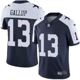 Wholesale Cheap Nike Men\'s Dallas Cowboys 13 Michael Gallup Navy Throwback Vapor Untouchable Limited Jersey