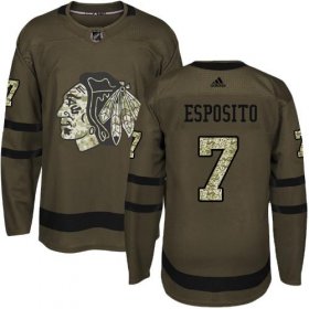 Wholesale Cheap Adidas Blackhawks #7 Tony Esposito Green Salute to Service Stitched NHL Jersey