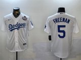 Cheap Men's Los Angeles Dodgers #5 Freddie Freeman White 2024 World Series Cool Base Stitched Baseball Jersey