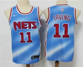 Wholesale Cheap Men\'s Brooklyn Nets #11 Kyrie Irving Blue 2020-21 Hardwood Classics Stitched NBA Jersey