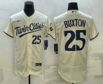 Cheap Men's Minnesota Twins #25 Byron Buxton 2023 Cream Flex Base Stitched Jersey