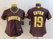 Cheap Women's San Diego Padres #19 Tony Gwynn Brown Stitched Baseball Jersey(Run Small)