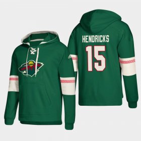 Wholesale Cheap Minnesota Wild #15 Matt Hendricks Green adidas Lace-Up Pullover Hoodie