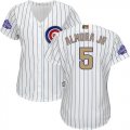 Wholesale Cheap Cubs #5 Albert Almora Jr. White(Blue Strip) 2017 Gold Program Cool Base Women's Stitched MLB Jersey