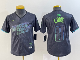 Wholesale Cheap Youth Tampa Bay Rays #8 Brandon Lowe Charcoal 2024 City Connect Limited Cool Base Jersey