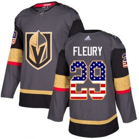 Wholesale Cheap Adidas Golden Knights #29 Marc-Andre Fleury Grey Home Authentic USA Flag Stitched Youth NHL Jersey