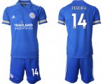 Wholesale Cheap Men 2020-2021 club Leicester City home 14 blue Soccer Jerseys