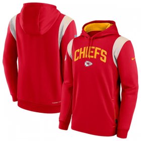 Wholesale Cheap Mens Kansas City Chiefs Red Sideline Stack Performance Pullover Hoodie