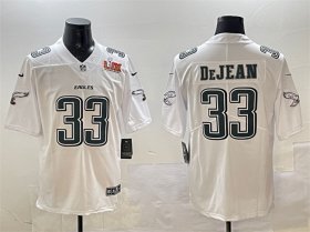 Cheap Men\'s Philadelphia Eagles #33 Cooper DeJean White 2025 Super Bowl LIX Patch Fashion New Vapor Untouchable Limited Stitched Football Jersey