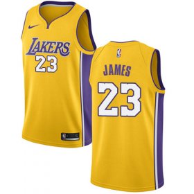 Wholesale Cheap Nike Los Angeles Lakers #23 LeBron James Gold NBA Swingman Icon Edition Jersey