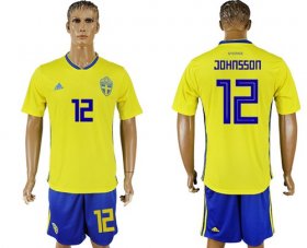 Wholesale Cheap Sweden #12 Johnsson Home Soccer Country Jersey