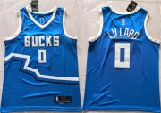 Cheap Men's Milwaukee Bucks #0 Damian Lillard Royal 2024 City Edition Stitched Basketball Jersey