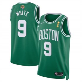 Wholesale Cheap Men\'s Boston Celtics #9 Derrick White Kelly Green 2024 Finals Champions Icon Edition Stitched Basketball Jersey