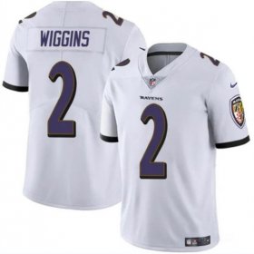 Cheap Men\'s Baltimore Ravens #2 Nate Wiggins White 2024 Draft Vapor Limited Football Jersey