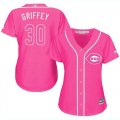 Wholesale Cheap Reds #30 Ken Griffey Pink Fashion Women's Stitched MLB Jersey