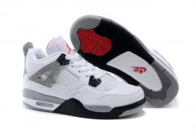 Wholesale Cheap Kids Air Jordan 4 Shoes White/gray-red-black