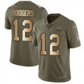 Wholesale Cheap Nike Packers #12 Aaron Rodgers Olive/Gold Men's Stitched NFL Limited 2017 Salute To Service Jersey