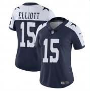 Wholesale Cheap Women's Dallas Cowboys #15 Ezekiel Elliott Navy White Vapor Thanksgiving Limited Football Stitched Jersey