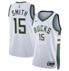 Men\'s Milwaukee Bucks #15 Tyler Smith White 2024 Draft Association Edition Stitched Basketball Jersey