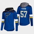 Wholesale Cheap Blues #57 David Perron Blue 2018 Pullover Platinum Hoodie