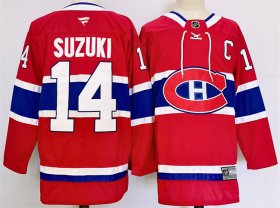 Cheap Men\'s Montreal Canadiens #14 Nick Suzuki Red 2024-25 Stitched Jersey