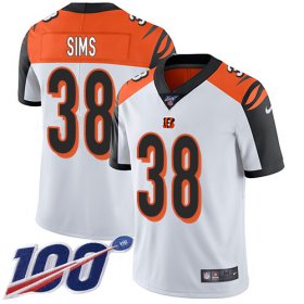 Wholesale Cheap Nike Bengals #38 LeShaun Sims White Men\'s Stitched NFL 100th Season Vapor Untouchable Limited Jersey