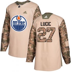 Wholesale Cheap Adidas Oilers #27 Milan Lucic Camo Authentic 2017 Veterans Day Stitched Youth NHL Jersey