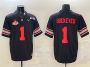 Cheap Men's Ohio State Buckeyes #1 Buckeyes Black 2025 CFP Final With National Champions Patch F.U.S.E. Vapor Limited Stitched Football Jersey