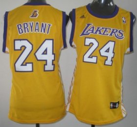 Wholesale Cheap Los Angeles Lakers #24 Kobe Bryant Yellow Womens Jersey