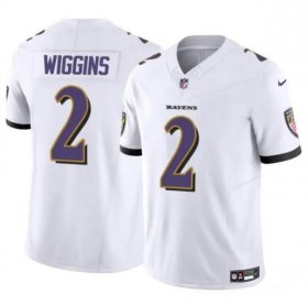 Cheap Men\'s Baltimore Ravens #2 Nate Wiggins White 2024 Draft F.U.S.E. Vapor Limited Football Jersey