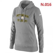 Wholesale Cheap Women's Nike Pittsburgh Steelers Heart & Soul Pullover Hoodie Light Grey