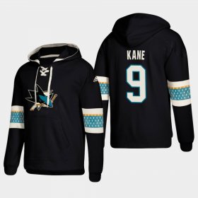 Wholesale Cheap San Jose Sharks #9 Evander Kane Black adidas Lace-Up Pullover Hoodie