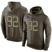 Wholesale Cheap NFL Men's Nike New York Giants #92 Michael Strahan Stitched Green Olive Salute To Service KO Performance Hoodie