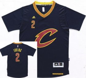 Wholesale Cheap Men\'s Cleveland Cavaliers #2 Kyrie Irving Revolution 30 Swingman 2015-16 New Navy Blue Short-Sleeved Jersey